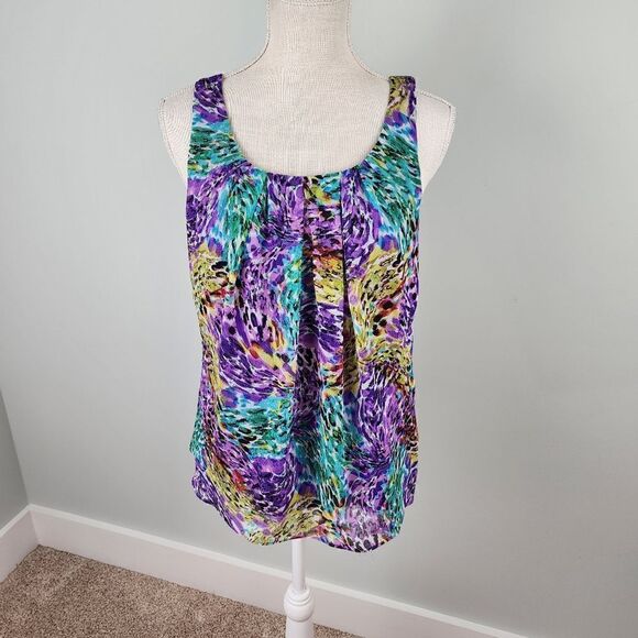 SPENCE MULTI COLORED GEO DESIGN SLEVELESS TOP SIZE SMALL - Picture 1 of 6
